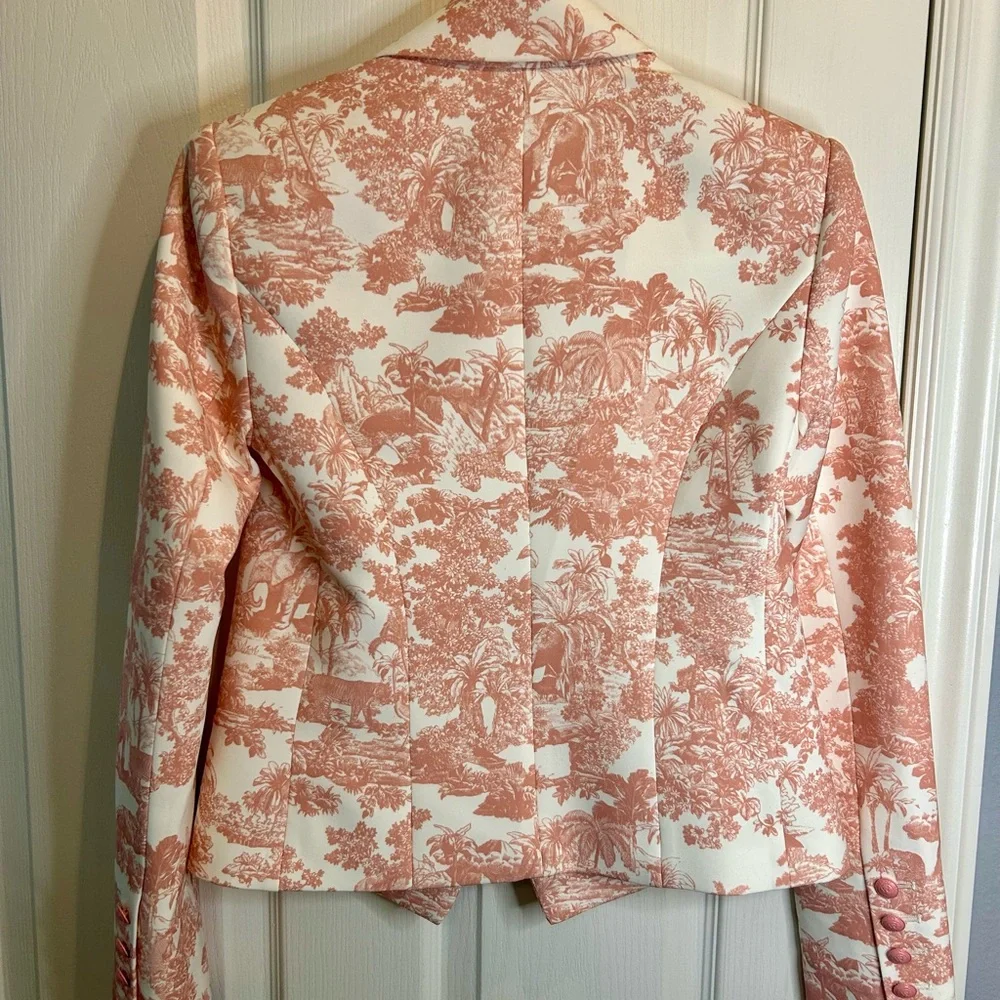 💗”L’Agence” NWT Elegant & Beautiful Pink/Cream Printed Women's Blazer Size S💖 - Picture 9 of 17